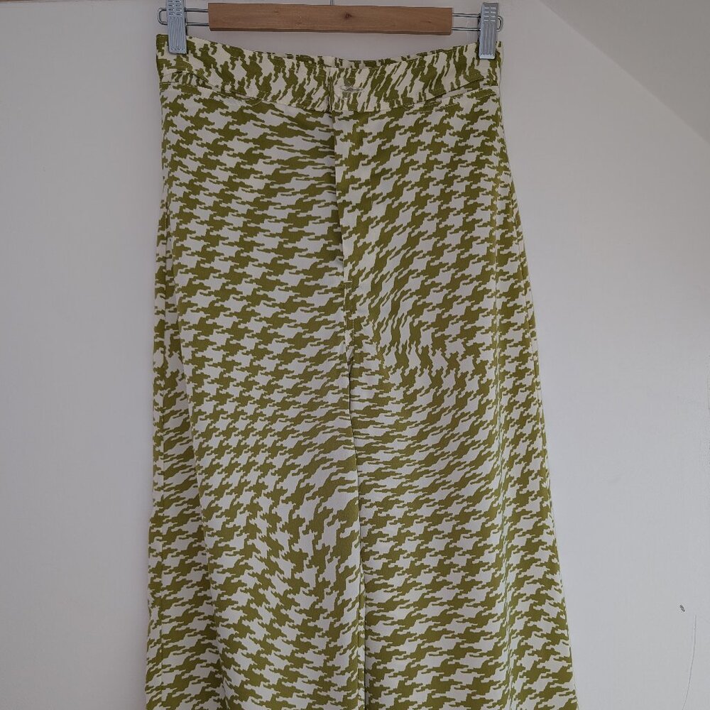Urban Outfitters Green and White Houndstooth Wide-Leg Pants Size Small - Picture 3 of 7